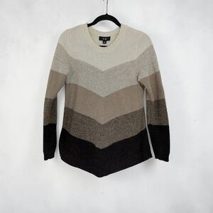 AGB Sweater Womens S Neutral Ombre Chevron Classic Cozy Flattering